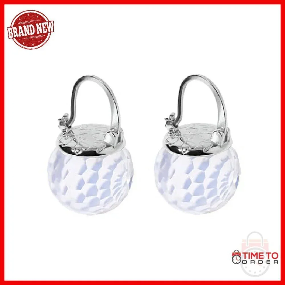 Sterling Silver Platinum Plated Crystal Ball Dangle Earrings Hypoallergenic
